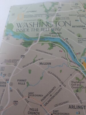 Vintage 1983 January, Washington Inside The Beltway, Map By National Geographic