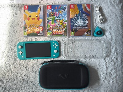 Nintendo Switch Lite Bundle - Türkis - Pokemon / Hausflipper / Hülle / Ständer