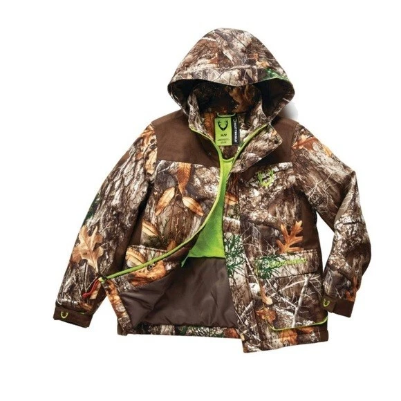 Huntshield Youth Large 10/12 Winter Hunting Jacket Realtree Hood Camo waterproof - Image 3 of 4