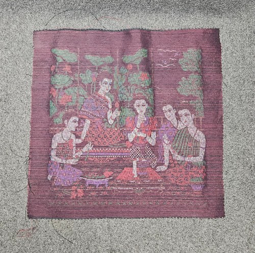 Vintage 1950's Thai Silk Screen Art Paintings Poster Print Home Decor 12" - Picture 3 of 8