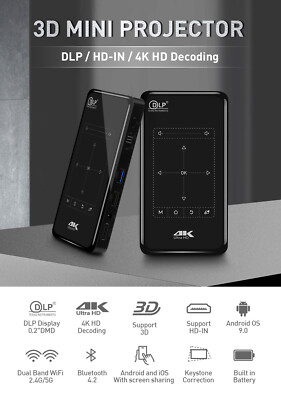 Mini Home Theater 4K Smart DLP Projector Android WiFi Bluetooth