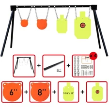 AR500 Steel Shooting Target Stand,Chains& 6",8"Gong+7"x12"Torso+12"x20" Bullseye