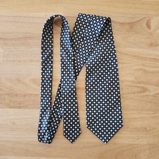 Boss Hugo Boss Made in Italy 100 Silk Geo-Printed Neck Tie Dark-Blue Grey 4"x60"