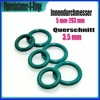 O-Ringe FKM Fluor Gummi Öl Resistant Dichtungen Ø5mm-293mm Schnurstärke 3.5mm