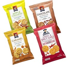 Kwaker Chipsy ryżowe Jabłko-Cynamon Karmel Czekolada Sw & Pikantne Chili 3 uncje 4 torby