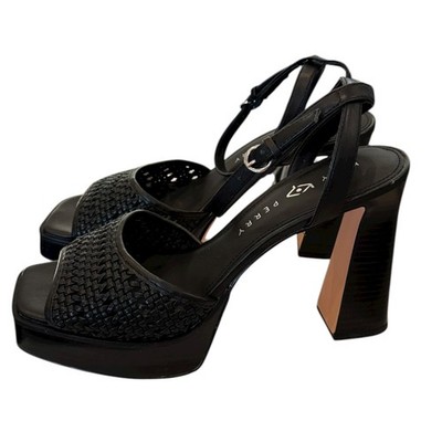 New Katy Perry Collections Steady Ankle Strap Black Platform Heeled Sandals 11