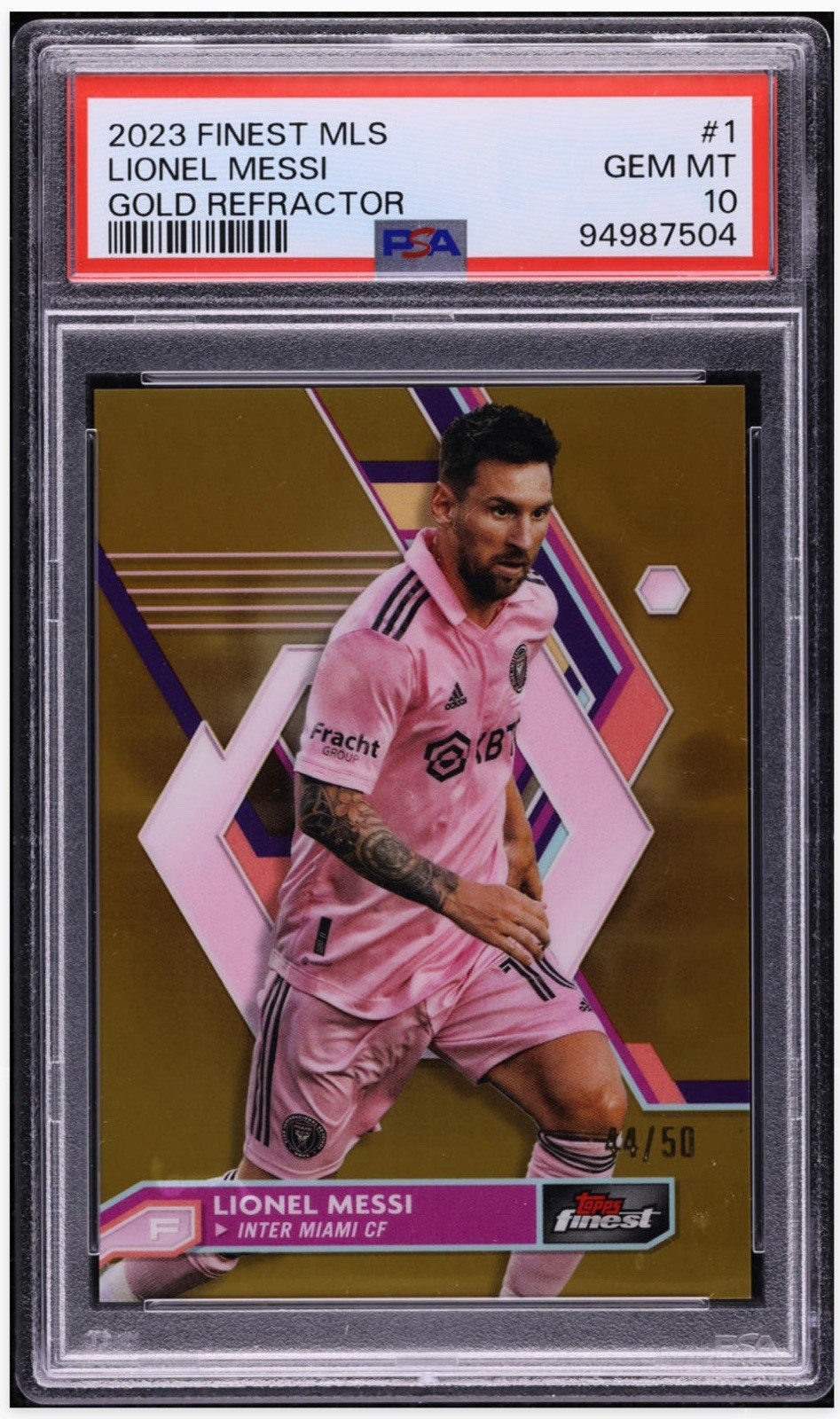 2023 Topps Finest MLS Lionel Messi #1 PSA 10 Rare GOLD Refractor Inter Miami /50