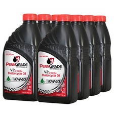 PennGrade 1 Semi-Synthetic V2 4-Stroke Motorcycle Oil 71566, 10W40, 8 Quarts 58.69 per gallon