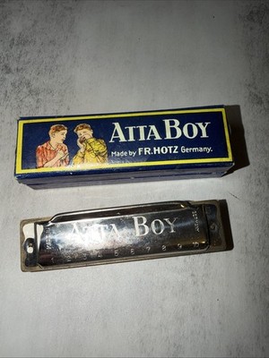 Vintage ATTA BOY Harmonica F. R.  Hotz Germany Original Box - Key Of G