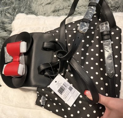 Disney X Kate Spade New York Minnie Mouse Backpack W/ bold red bow accent.