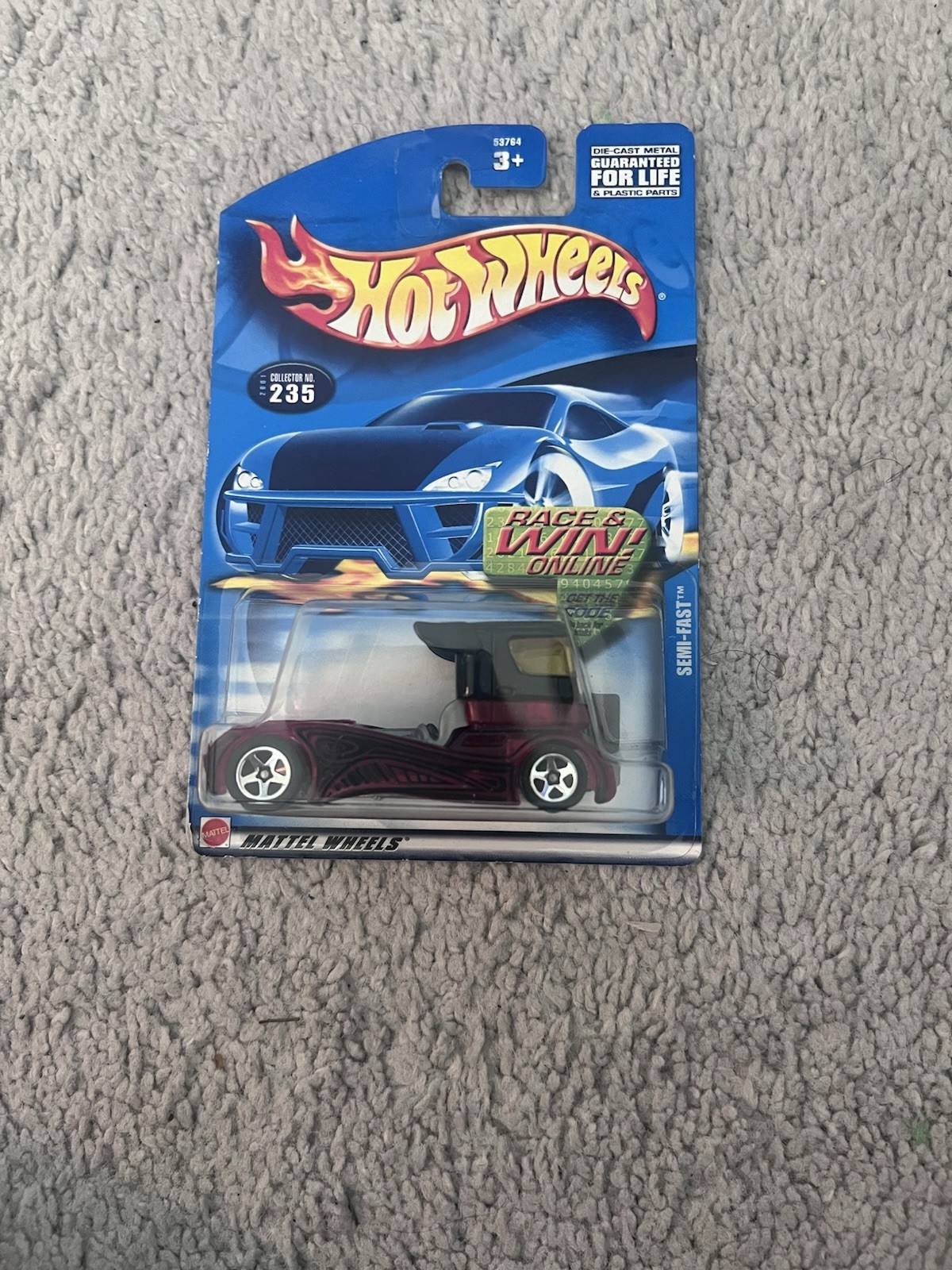 2001 Hot Wheels Mainline/Collector #235 SEMI-FAST Red/Black w/Chrome 5 Spokes