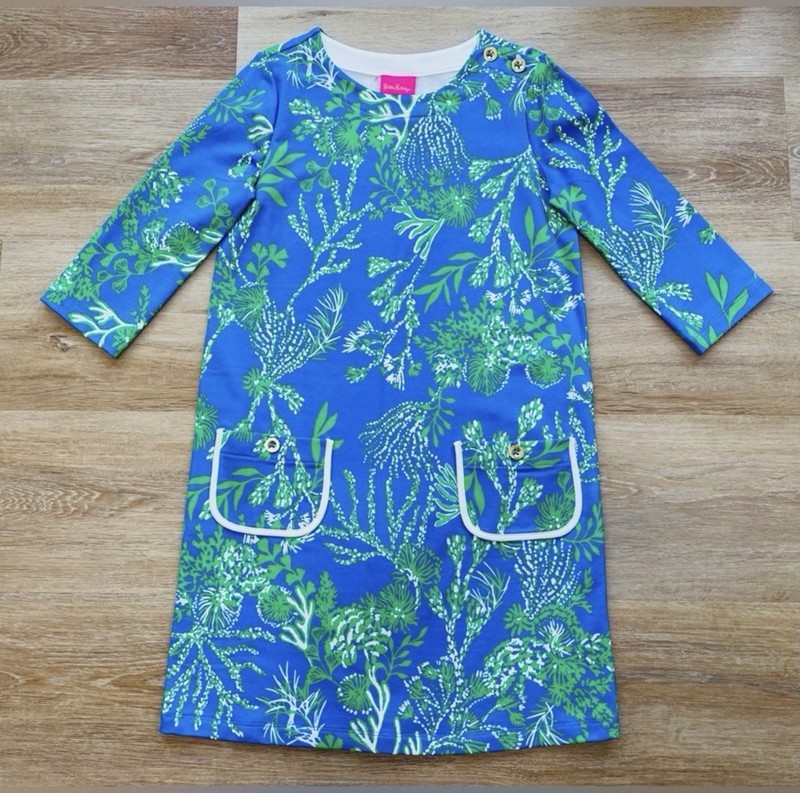 Lilly Pulitzer Girls Mackenzie Coral Print Dress size large