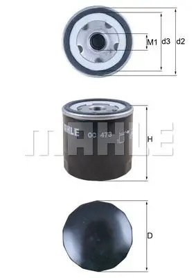 Knecht OC 47 OF Filtro Olio Motore MAHLE - Altezza 119,5 Mm - Filetto 3/4"-16UNF - Alta Capacità Filtrante Fino Al 99,9% - 5