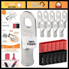 10pcs 2/0 AWG Battery Lugs Ring Terminal Connectors  12 Heat Shrink Tubing Kit