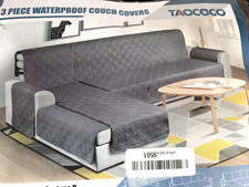 100 Waterproof Sectional Couch Covers L Shaped Sofa Covers 3Pcs Brown Chaise