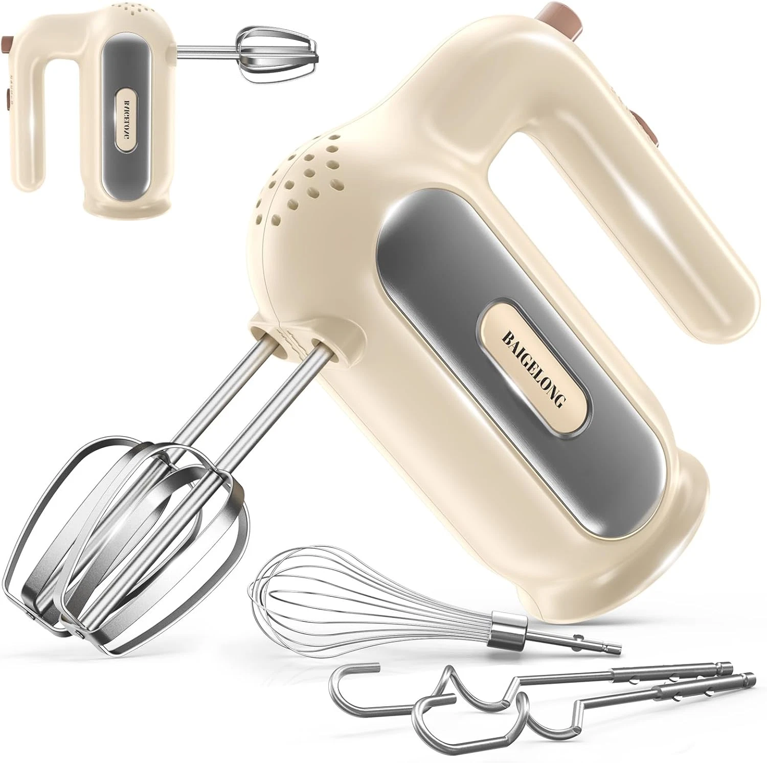 Hand Mixer Electric, 5-Speed Small Handheld Mixer, 1* Whisk, 2* (Dough Hooks & B
Opens in a new wind