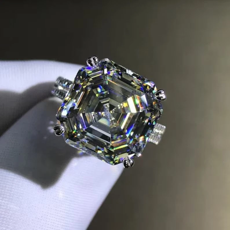 SELTENER 10,90 kt zertifizierter weiß behandelter Diamant Solitär Ring! GRATIS Diamant Ohrstecker