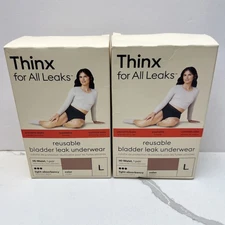 Thinx For All Leaks 2 Pair SZ L Light Absorbency Hi-Waist Bladder Leak Underwear