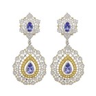 18k Diamond Tanzanite Earring changeable removable Brilliant chandelier Dangle — photo 1