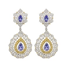 18k Diamond Tanzanite Earring changeable removable Brilliant chandelier Dangle