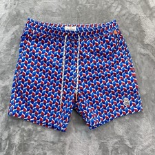 Psycho bunny swim shorts mens size small lined beach print pattern AOP bue