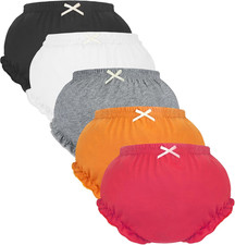 5 Pack Ruffle Diaper Cover - Baby Bloomers, Cute Cotton Baby Girl Shorts,Briefs-