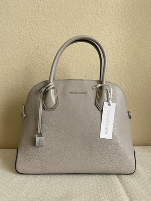 MICHAEL MICHAEL KORS Mercer Large Pebbled Leather Dome Satchel Cement