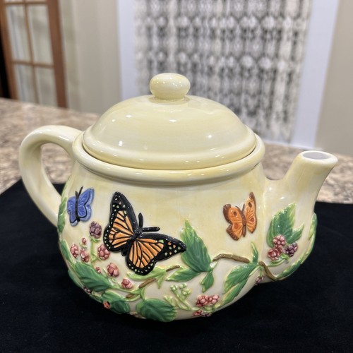 Harry & David, Limited Edition, Butterfly & Flower Teapot, Vintage - Picture 5 of 19