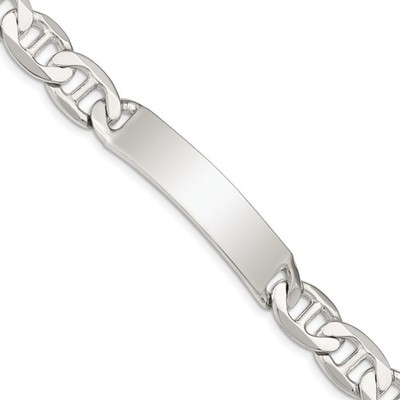 Sterlingsilber 8,5 Zoll poliert gravierbar Anker Glieder ID Armband Maritim