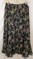 Women’s Molly & Max Reversible Skirt Sz XL Flowers One Side-Black/White Sheer