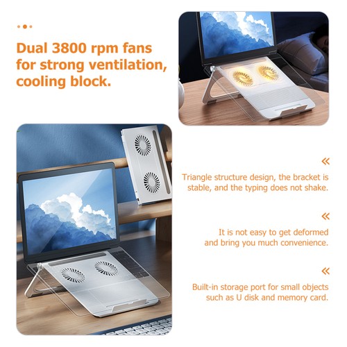 Notebook Cooling Rack Laptop Riser Stand Mat for Holder Desk Pads - Afbeelding 10 van 11