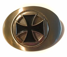 Cross Design Spin Color Black Or Red Belt Buckle