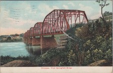 Chicopee West Springfield Bridge MA 1908 Truss River Postcard