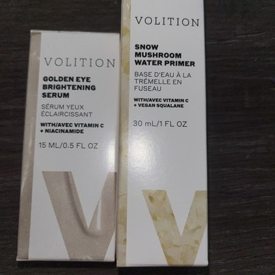 2 Volition- Golden Eye Brightening Serum & Snow Mushroom Water Primer NIB