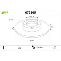 1X Bremsscheibe Valeo 673365 Passend FüR Hyundai KIA Hyundai (Beijing)