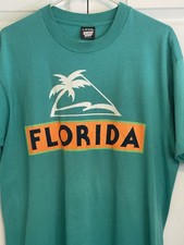 VINTAGE 90s Florida Spellout Tee Single Stitch Destination Size XL Screen Stars