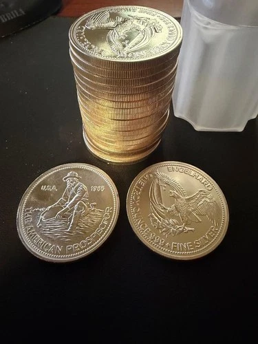 1985 Engelhard 20 Troy oz ROLL of  999 Silver American Prospector Rounds ***BU