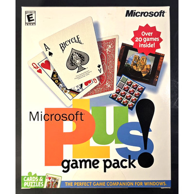 MIcrosoft Plus! Game Pack Cards & Puzzles (PC, 2000) Big Box, Sealed NOS