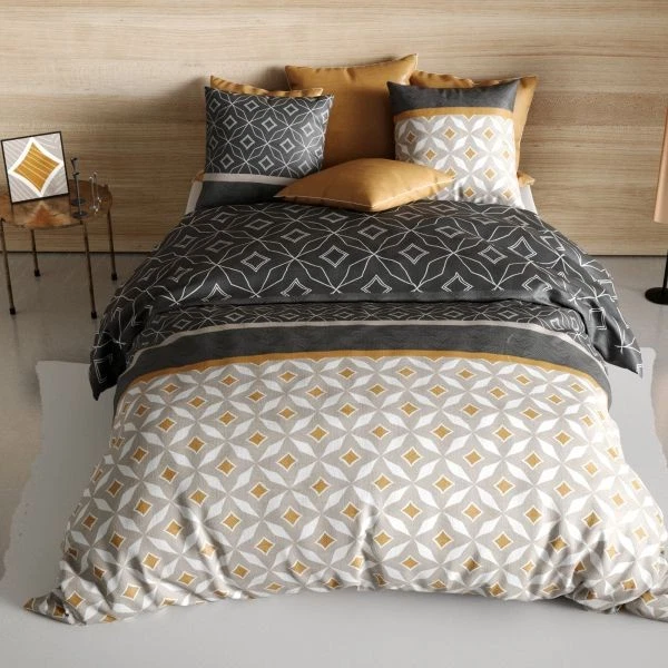 Housse de couette 240x260 cm + 2 taies d'oreiller 63x63 cm Coton 57 fils Ota - Photo 4/4
