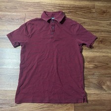 Goodfellow Standard Polo Shirt Short Sleeve Red Black Striped Cotton Mens Medium