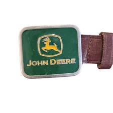 John Deere Green Belt Buckle W/ original John Deere leather belt 26"
