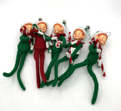 5 Seasons of Cannon Falls Elf Ornaments Figures 8'' Felt & Resin