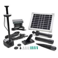 Solar Water Pump with Backup Battery and Fountain Lights for Birdbath, Founta...