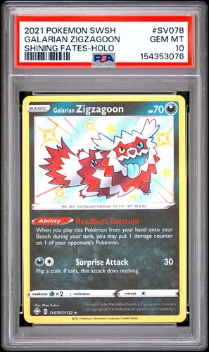 Pokemon Shining Fates Galarian Zigzagoon SV078 PSA 10