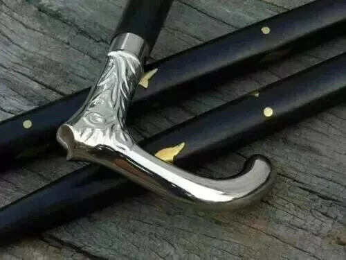 Antique Solid silver Walking stick round head han… - image 4