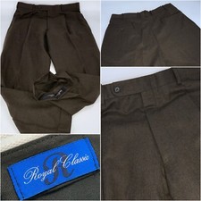 Tom James Royal Classic Pants 36x29 Brown Wool Pleats Md USA Mint YGI E3-56