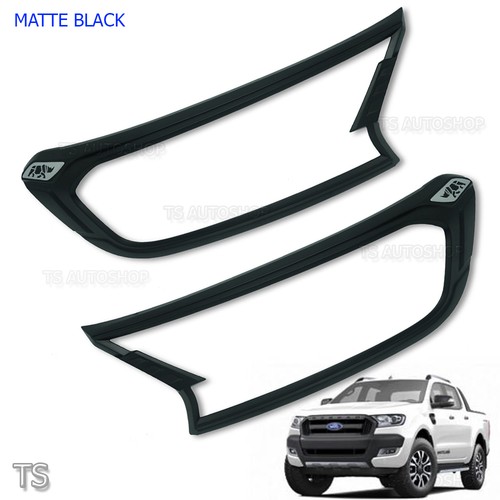 Fitt Black Front Head Lamp Lights Cover Rhino Ford Ranger T6 Px2 Mk2 2015 16 17 - Picture 5 of 10