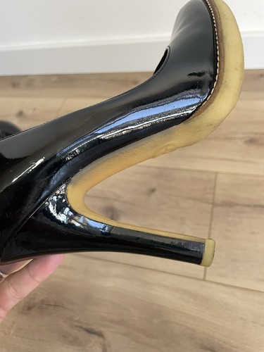 Vintage Gucci Patent Leather Heels ITALY Black Size 37 - Picture 18 of 19