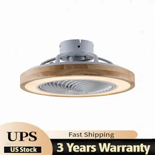 20" Invisible Ceiling Fan Lamp 3Color Timing LED Light Remote Control Chandelier