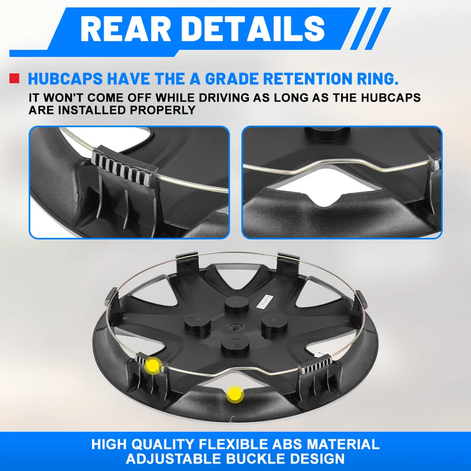 14" 4Pc Silver Wheel Covers Hubcaps Snap On Full Hub Caps For R14 Car Tire & Rim Foto 4 de 4